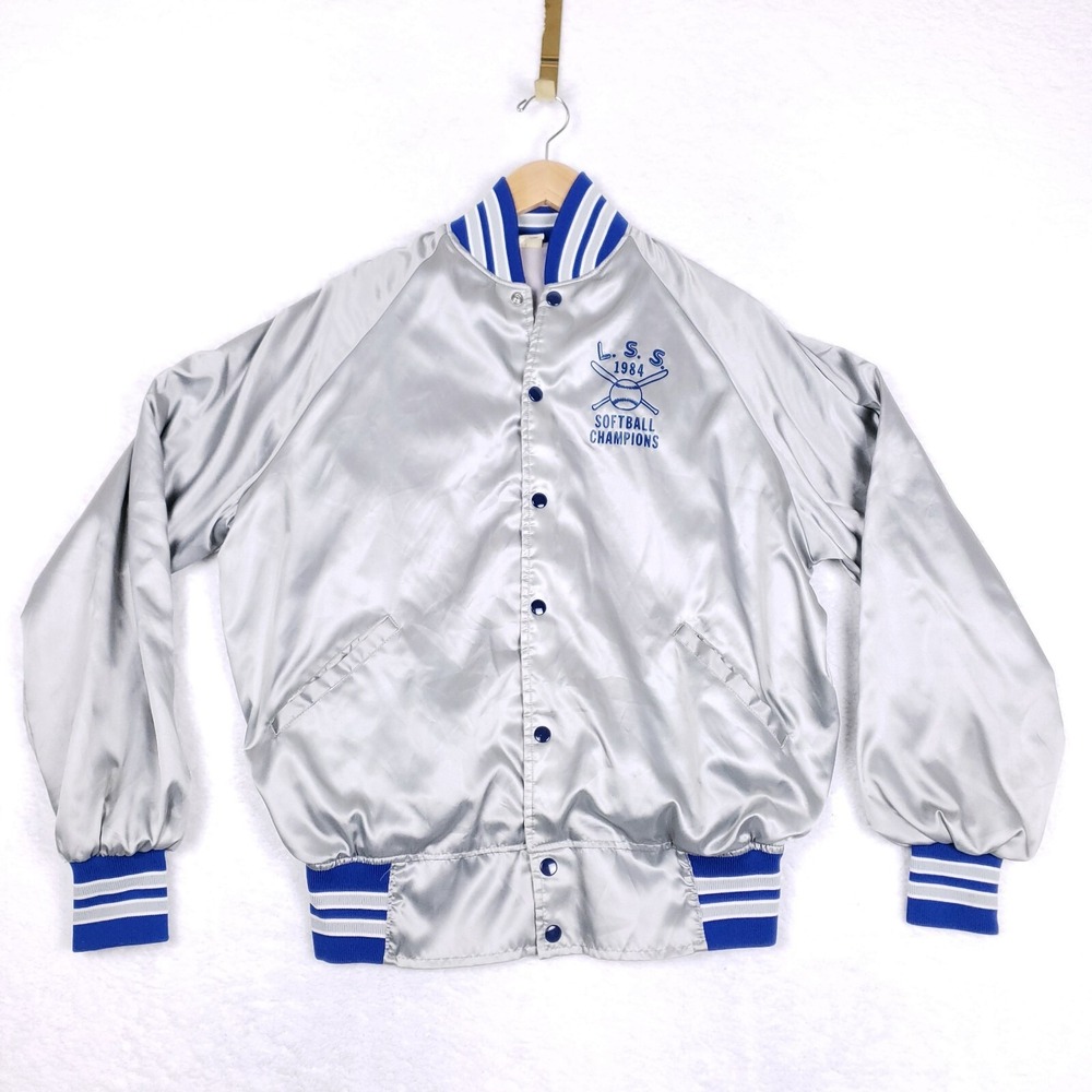Howe Vintage Softball Jacket 1984 LSS Champions Silver XL USA Made